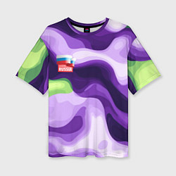 Женская футболка оверсайз Фиолетовый камуфляж Россия