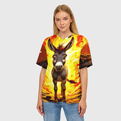 Футболка оверсайз женская Ослик в огне, цвет: 3D-принт — фото 2