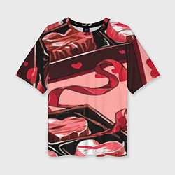 Футболка оверсайз женская Шоколадки в форме сердца, цвет: 3D-принт