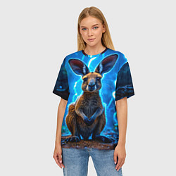 Футболка оверсайз женская Кенгуру в разрядах молнии, цвет: 3D-принт — фото 2
