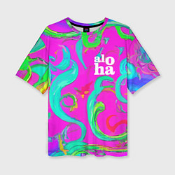 Футболка оверсайз женская Abstract floral pattern - aloha, цвет: 3D-принт