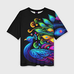 Футболка оверсайз женская Neon peacock - art, цвет: 3D-принт