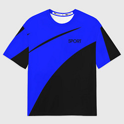 Женская футболка оверсайз Sport сине-чёрный