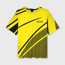 Женская футболка оверсайз Sport жёлтый с чёрным точечный