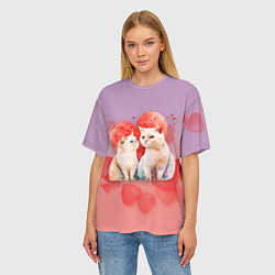 Футболка оверсайз женская Мурчащая любовь, цвет: 3D-принт — фото 2