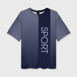 Футболка оверсайз женская Sport тёмно-синий вертикальная полоса, цвет: 3D-принт