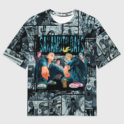 Футболка оверсайз женская Дни сакамото главные герои, цвет: 3D-принт