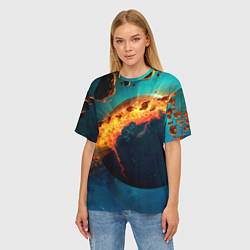 Футболка оверсайз женская Взрыв планеты, цвет: 3D-принт — фото 2