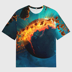 Футболка оверсайз женская Взрыв планеты, цвет: 3D-принт