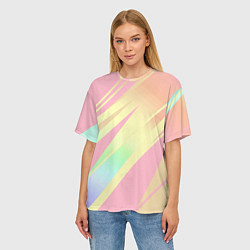 Футболка оверсайз женская Нежный розовый абстрактный, цвет: 3D-принт — фото 2