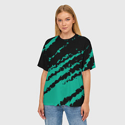 Футболка оверсайз женская The color is black and turquoise, цвет: 3D-принт — фото 2