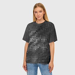 Футболка оверсайз женская Тёмный чёрно-серый абстарктный, цвет: 3D-принт — фото 2