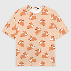 Футболка оверсайз женская Паттерн с забавными щенками породы корги, цвет: 3D-принт