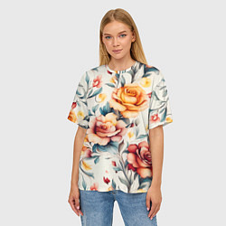 Футболка оверсайз женская Паттерн с переплетением цветов, цвет: 3D-принт — фото 2