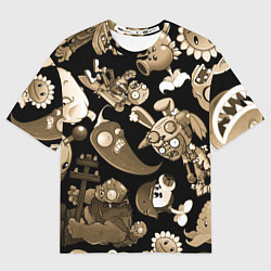 Футболка оверсайз женская Растения против зомби в бежевом цвете, цвет: 3D-принт