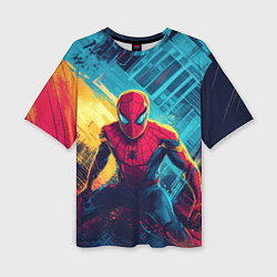Футболка оверсайз женская Человек паук и краски, цвет: 3D-принт