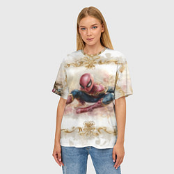 Футболка оверсайз женская Человек - паук розы и узоры, цвет: 3D-принт — фото 2