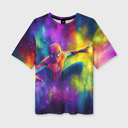 Футболка оверсайз женская Человек - паук радужные краски, цвет: 3D-принт