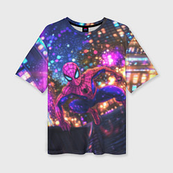 Футболка оверсайз женская Человек-паук и фиолетовый свет, цвет: 3D-принт