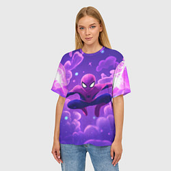 Футболка оверсайз женская Человек-паук на фоне облаков, цвет: 3D-принт — фото 2