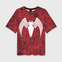 Футболка оверсайз женская Знак венома на красном, цвет: 3D-принт