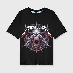 Женская футболка оверсайз Metallica - cool skull with horns
