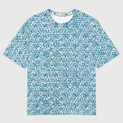 Футболка оверсайз женская Бело-синий текстурный, цвет: 3D-принт