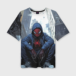Футболка оверсайз женская Человек-паук в кедах, цвет: 3D-принт