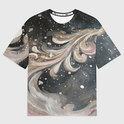 Футболка оверсайз женская Бежевый объемный узор, цвет: 3D-принт