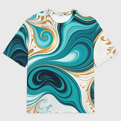 Футболка оверсайз женская Бирюза и золото, цвет: 3D-принт
