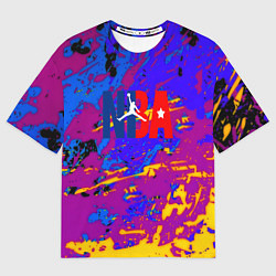 Футболка оверсайз женская NBA краски неон, цвет: 3D-принт