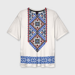 Футболка оверсайз женская Славянская вышиванка - узор обережник, цвет: 3D-принт