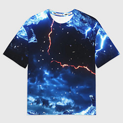 Футболка оверсайз женская Звезды и молнии в разломе плит, цвет: 3D-принт