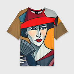 Футболка оверсайз женская Дама с веером, цвет: 3D-принт