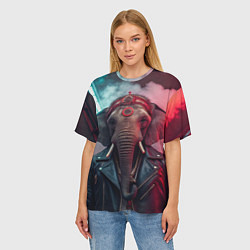 Футболка оверсайз женская Cyberpunk elephant, цвет: 3D-принт — фото 2