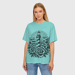 Футболка оверсайз женская Маяк и розы, цвет: 3D-принт — фото 2