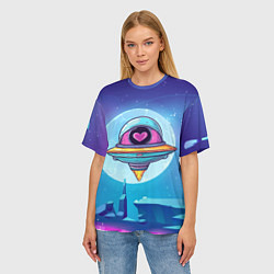 Футболка оверсайз женская Нло с сердечком внутри, цвет: 3D-принт — фото 2