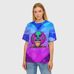 Футболка оверсайз женская Кактус в виде инопланетянина, цвет: 3D-принт — фото 2