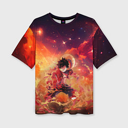 Женская футболка оверсайз Fire Luffy - One Piece