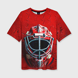 Футболка оверсайз женская Маска голкипера на красном, цвет: 3D-принт