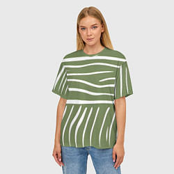 Футболка оверсайз женская Полоски зеленой зебры, цвет: 3D-принт — фото 2