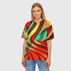 Футболка оверсайз женская Жаркая полосатая абстракция, цвет: 3D-принт — фото 2