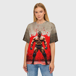 Футболка оверсайз женская Реслер на красном, цвет: 3D-принт — фото 2