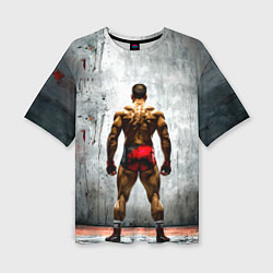 Футболка оверсайз женская Рестлер на синем, цвет: 3D-принт