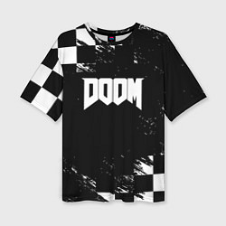 Футболка оверсайз женская Doom краски клетка, цвет: 3D-принт