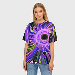Футболка оверсайз женская Абстрактный неоновый космос - чёрная дыра, цвет: 3D-принт — фото 2