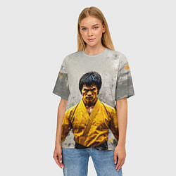 Футболка оверсайз женская Брюс Ли на сером, цвет: 3D-принт — фото 2