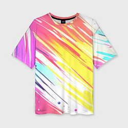 Футболка оверсайз женская Брызги краски на белом фоне, цвет: 3D-принт