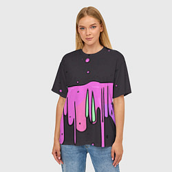 Футболка оверсайз женская Фиолетовая текстура на черном фоне, цвет: 3D-принт — фото 2