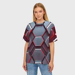 Футболка оверсайз женская Бордовый бронежилет, цвет: 3D-принт — фото 2